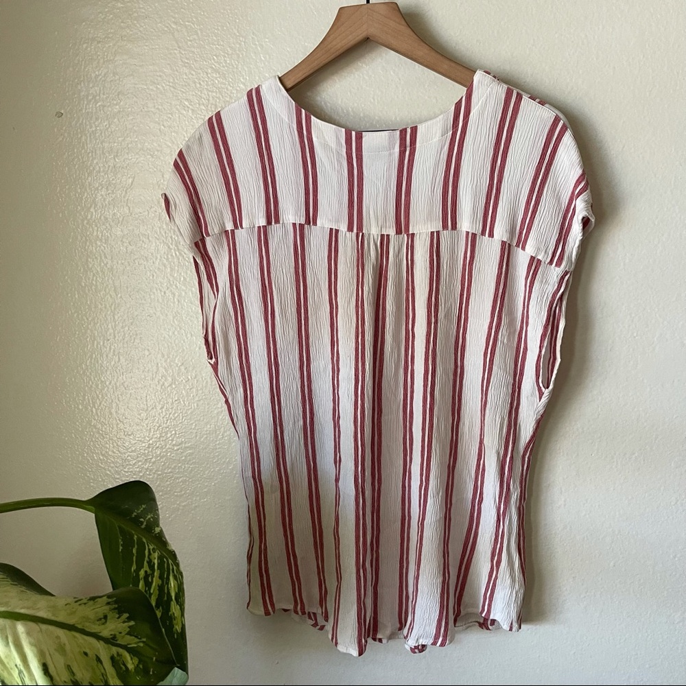 Torrid | Striped Gauze Lace Up Dolman Blouse - Picture 5 of 6